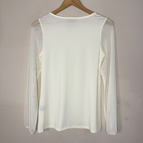 NEW! ANTTHONEY ORIGINAL Cream Long‎ Mesh Sleeve Blouse, XS/SM - Picture 3 of 9